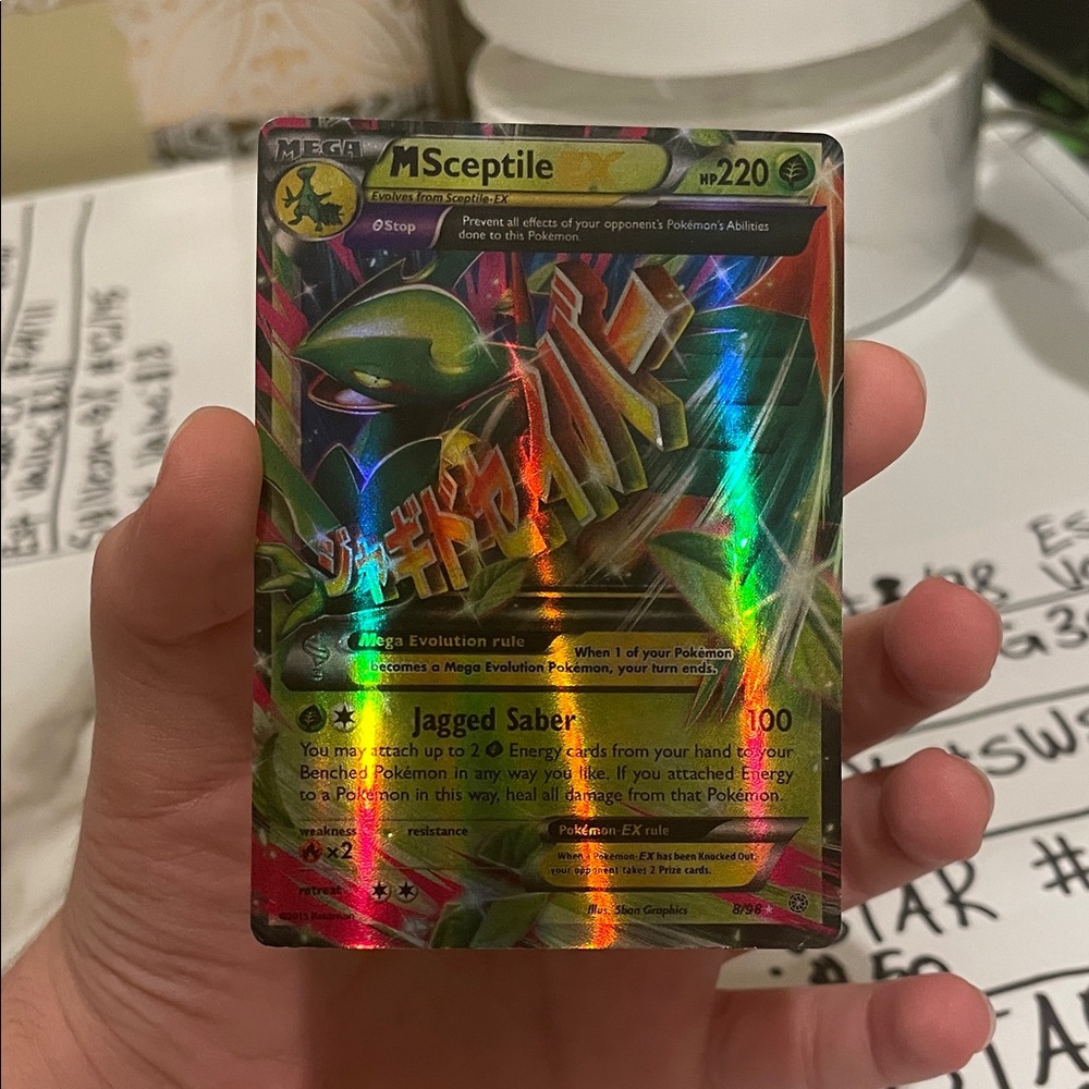 Pokemon Mega Sceptile Card - Vibrant Green and Red